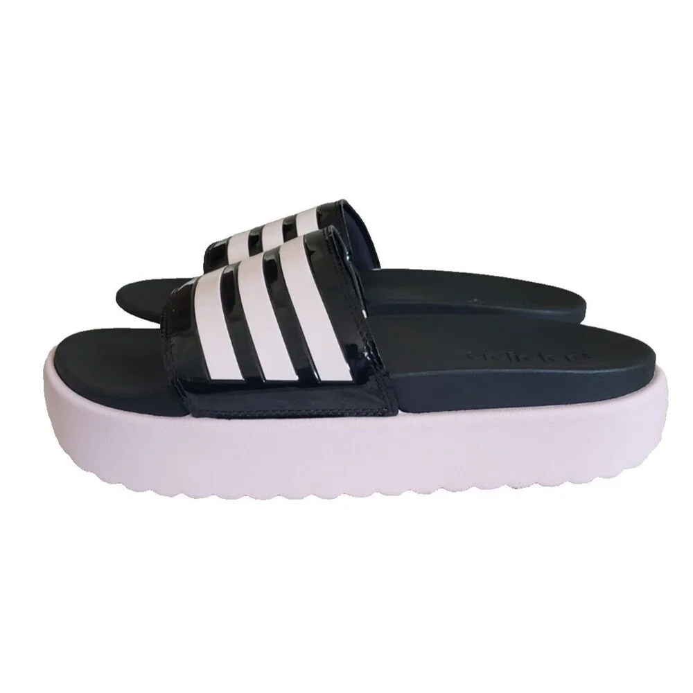 Adidas Shoes Adilette Platform Slides Sandals Black/Pink Men's Size 10 IH0720